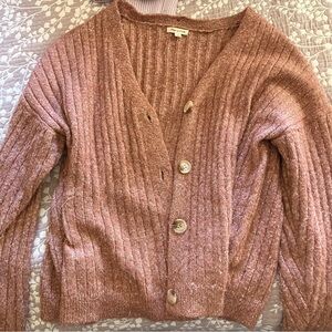 Madewell Pink Ribbed Cardigan Sweater